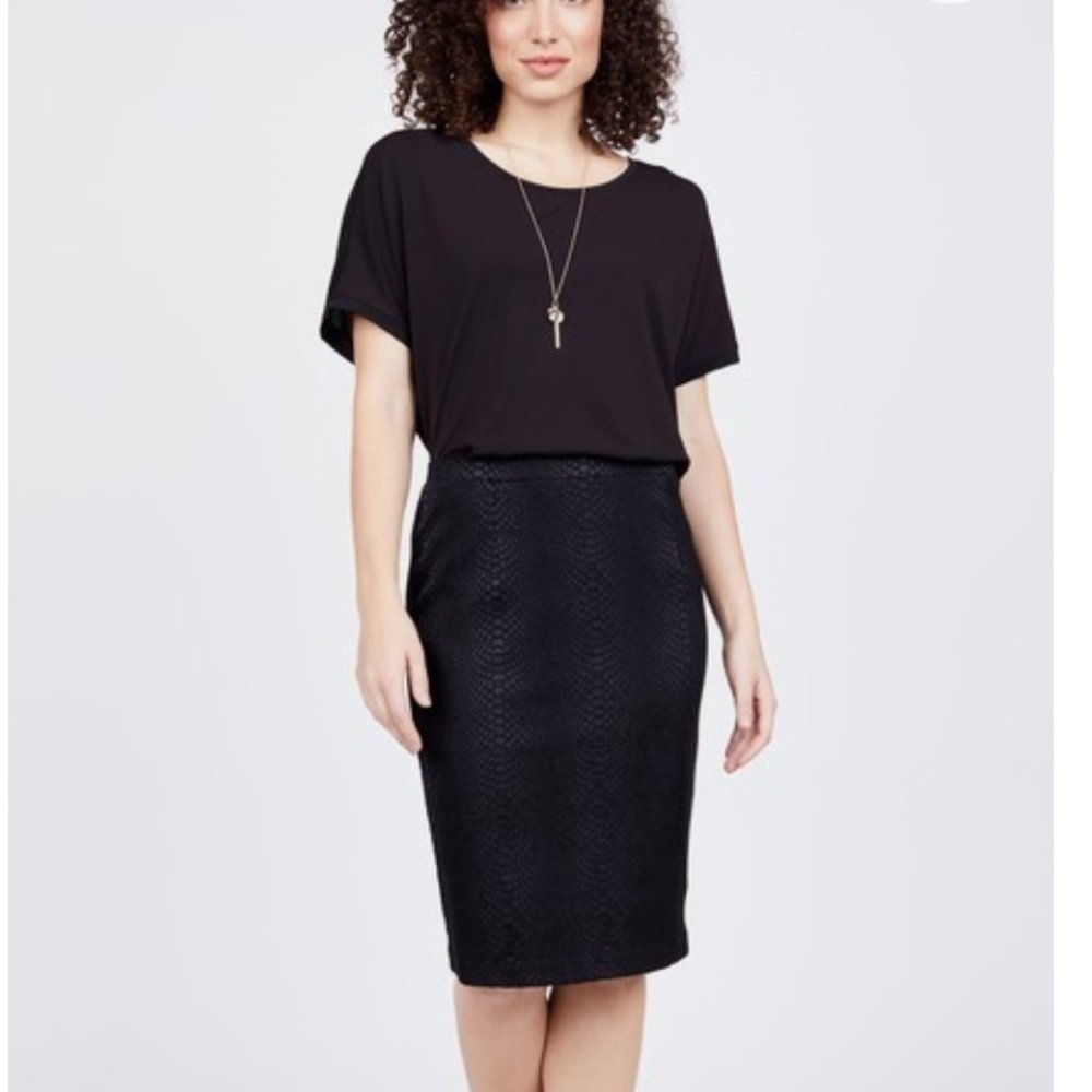 Noir Snake Textured Pencil Skirt Size L